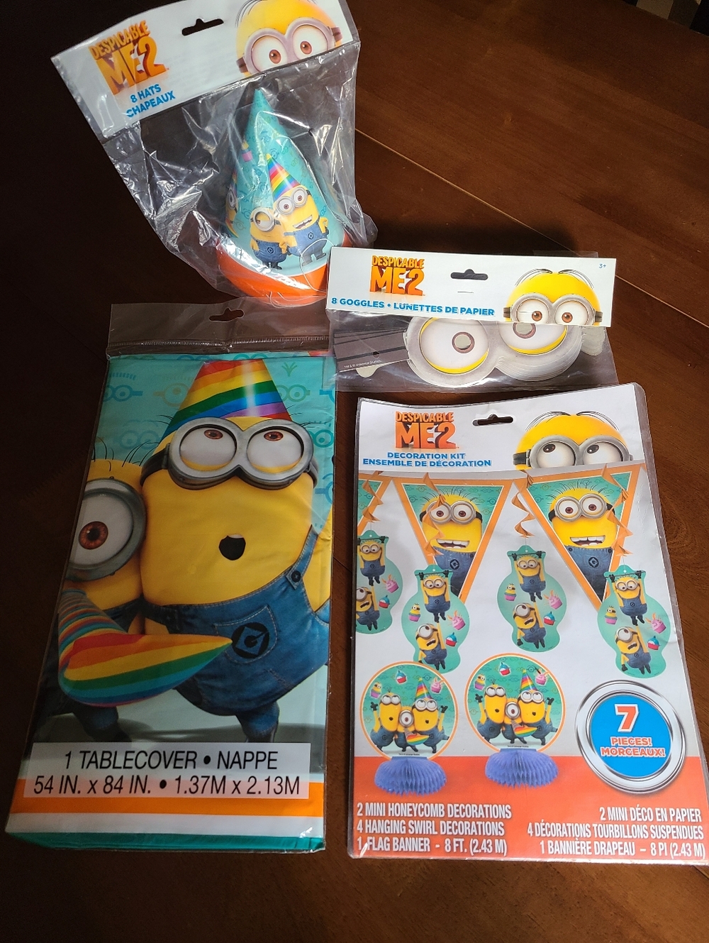 Rainbow Minions Party Package - Despicable Me 2 - Tablecloth Hats Decoration Set